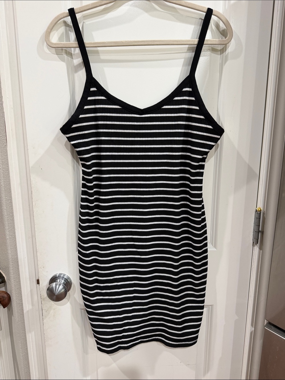 Striped Mini Dress in Black & White Like New